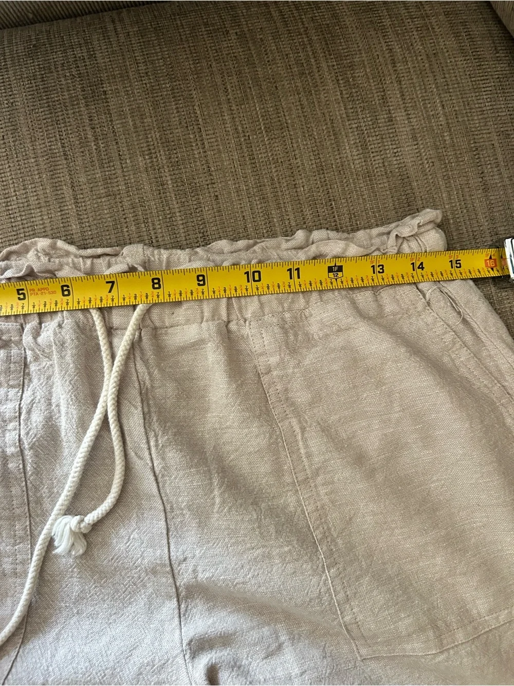 Calypso St. Barth Light Beige Linen Drawstring Joggers Small
